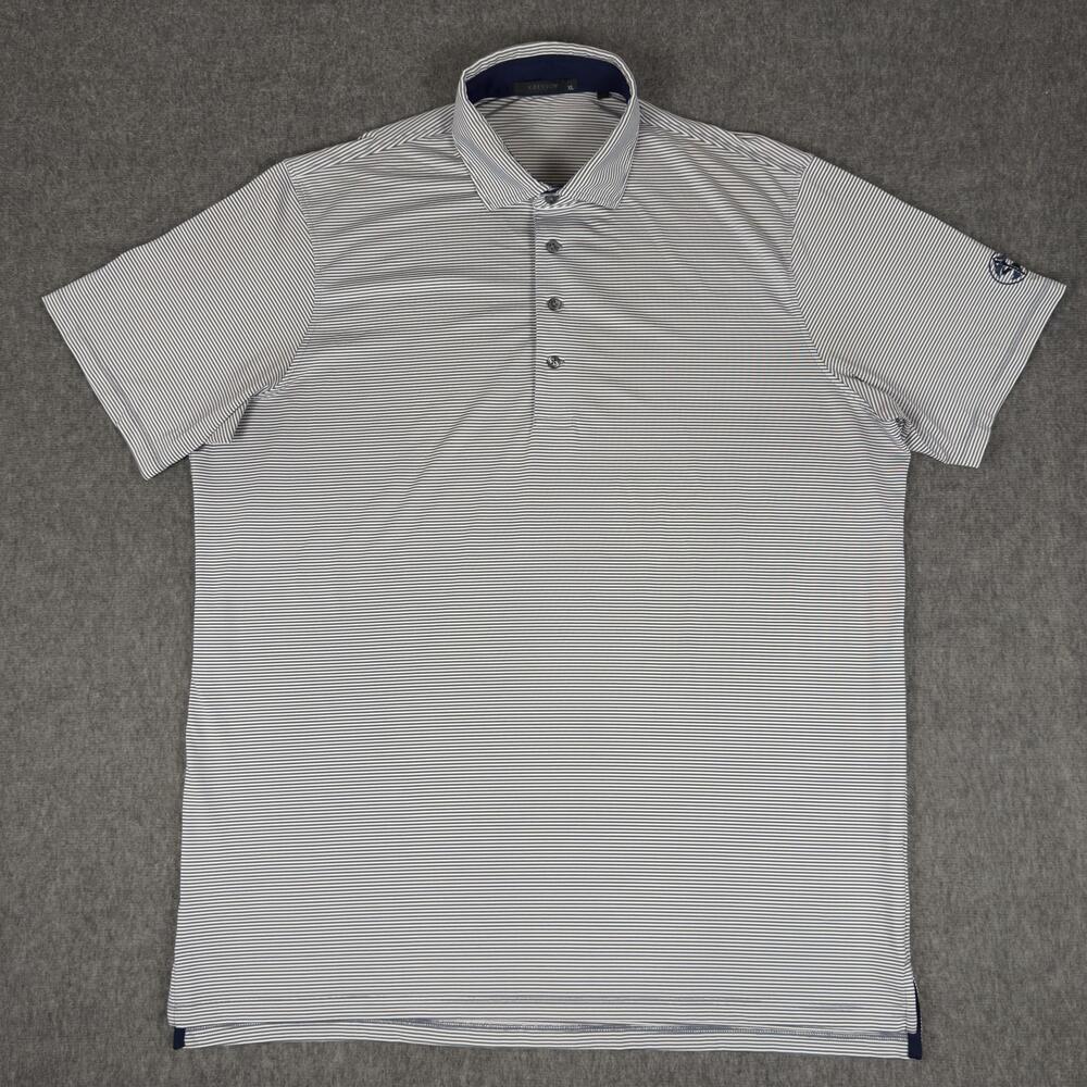 Greyson Polo Shirt Mens XL Blue Stripe Golf Performance Stretch Jersey Knit